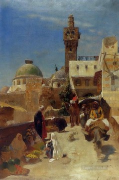  Orientalist Canvas - Oriental Street Scene Gustav Bauernfeind Orientalist Jewish